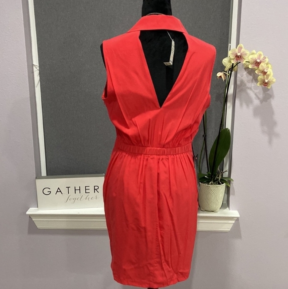 BEBE JETSET RED SILK SURPLUCE SUNDRESS WRAP DRESS SMALL MINI - Picture 3 of 5